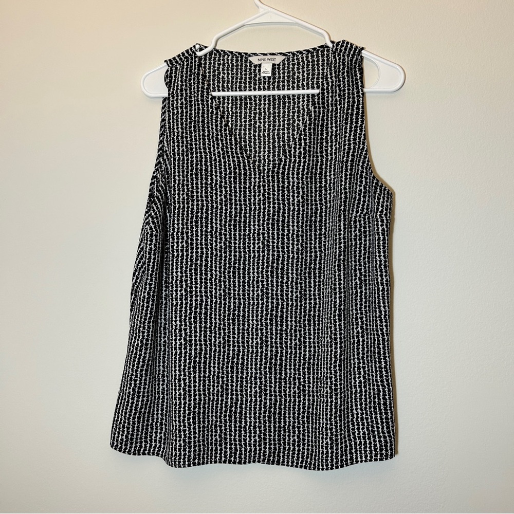 Nine West Black Sleeveless Tunic V-Neck Tank Size Large